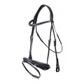 QHP Geschirr Leder schwarz weie Ziernhte Warmblut Bild 1
