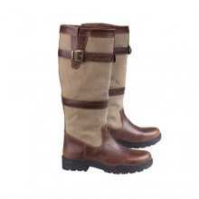 Netproshop Leder Reiterstiefel mit Leinen braun Bild 1