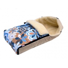 Babylux Fusack fr Kinderwagen Lammwolle Beige Blumen Bild 1