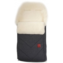 Kaiser Fusack fr Kinderwagen Lammfell wei jeans Bild 1