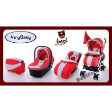 4myBaby Trio Kombikinderwagen Set 3 in 1 Rot Bild 1