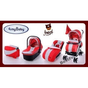 4myBaby Trio Kombikinderwagen Set 3 in 1 Rot Bild 1