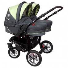 Zekiwa Zwillingskinderwagen Komplettset grau minze Bild 1