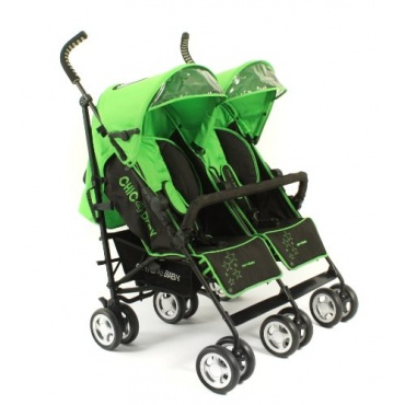 Chic 4 Baby Zwillingskinderwagen inkl. Regenhaube grn Bild 1