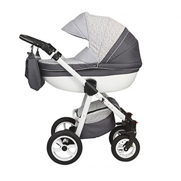 Magic Mubndo Luxus Kinderwagen Moretti grau blumen Bild 1
