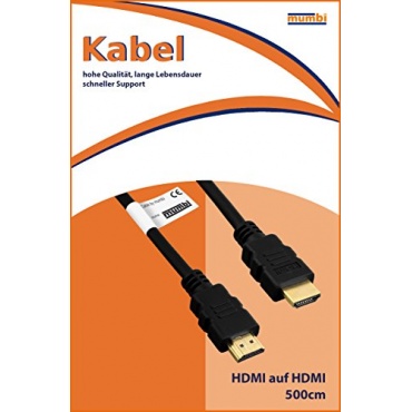 mumbi HDMI Kabel 1080p Full HD vergoldete Kontakte 5m Bild 1