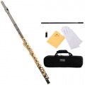 Mendini MFE 22BNG Vernickelt C Querflten mit Goldlack schwarz Bild 1