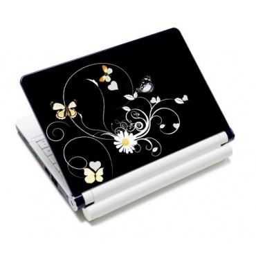 wortek Universal Notebook Skin  Blumen Schwarz Gelb Bild 1