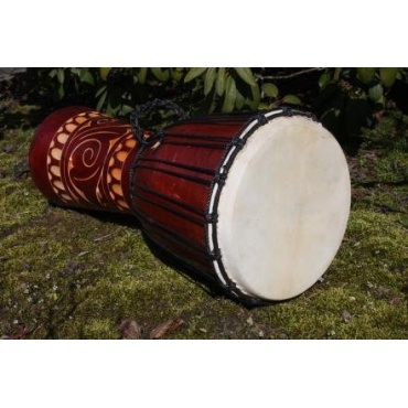Simeon Djembe 70 cm braun Motiv hand geschnitzt Bongo Trommel Percussion Bild 1