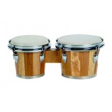 Goldon Bongo mit Naturfell, spannbar, Holz 2-farbig gestaltet, Percussion Bild 1