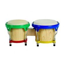 Goldon Bongo Color - mit Naturfell, spannbar, ca. 16 + 19 cm Durchmesser, Percussion Bild 1
