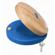 Kastagnetten aus Holz, natur-blau, einzeln Bild 1