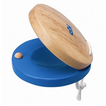 Kastagnetten aus Holz, natur-blau, einzeln Bild 1