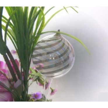 Durstkugel Bewässerungskugel Pflanzensitter klar mit silbernen Streifen ca. 8,5cm Bild 1