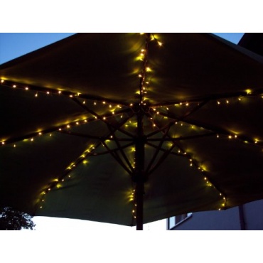 LED Sonnenschirm Lichterkette 8x1,4m 160er warmwei Kabel wei FHS 17040 Bild 1