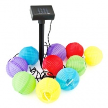 Solar Lichterkette mit 10 LED in bunten Lampions Bild 1