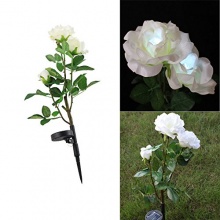 Solar Gartenstecker LED Blume Licht Deko Wei Rose Bild 1