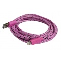 1 Meter Textil Lade- & Datenkabel Apple Iphone 5 pink Bild 1