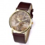 Better Dealz VINTAGE Weltkarte Damen Analog Armbanduhr retro kaffee Bild 1