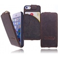 Premium Antik Leder Flip Case für iPhone 5 grau braun Bild 1