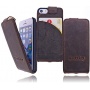 Premium Antik Leder Flip Case fr iPhone 5 grau braun Bild 1