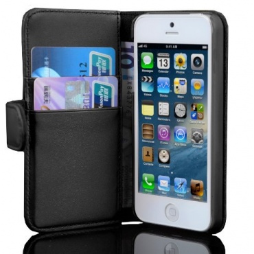 Schutzhlle Book-Style fr Iphone 5 mit Kartenfchern in schwarz Bild 1