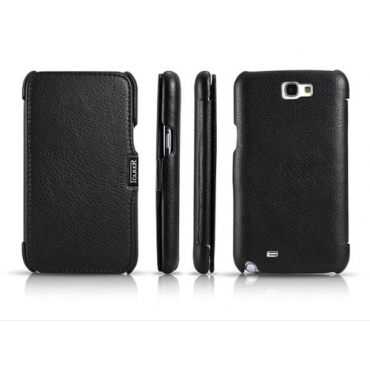 Icarer Luxus Ledertasche fr Samsung Galaxy Note 2 schwarz Bild 1