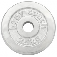 body coach Hantelscheibe 2,5 KG Chrom Polybag, 15x15x3cm Bild 1