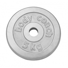 body coach Hantelscheibe 5,0 KG Chrom Polybag, silbern, 22x22x4cm Bild 1