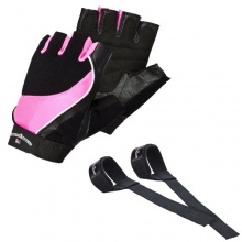 Ladys Line Fitnesshandschuhe Leder PINK LADY und Zughilfe Strap von Fitnessexpress24 Bild 1