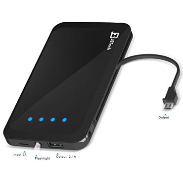 Externe Akku, JETech 5,000mAh 2-Ausgang akku PowerBank Schwarz Bild 1