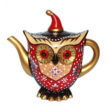 Kaffeekanne Eule aus Leichtkeramik Hand bemalt von Jameson und Tailer Bild 1