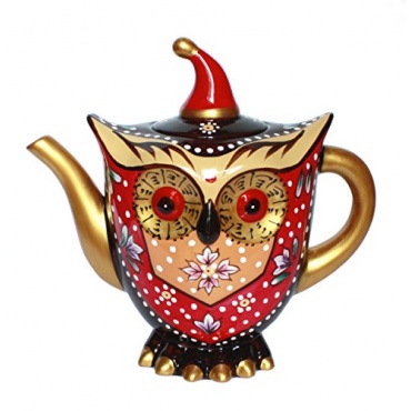 Kaffeekanne Eule aus Leichtkeramik Hand bemalt von Jameson und Tailer Bild 1