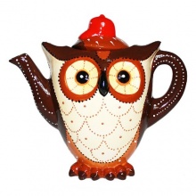 Eule Kaffeekanne Tierkanne aus Leichtkeramik Hand bemalt von Jameson und Tailer Bild 1