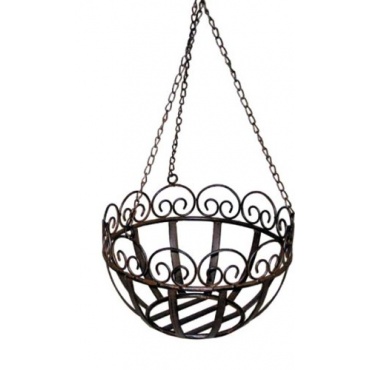 Metall antikbraun rund H 50 cm Blumenampel Bild 1
