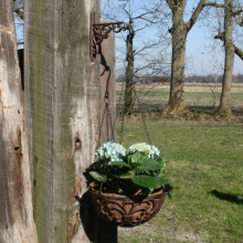 Landhaus Blumenampel aus Gusseisen und Kokos  25cm Bild 1