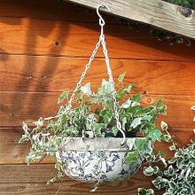 Landhaus Blumenampel aus Stein und Keramik  25cm Bild 1