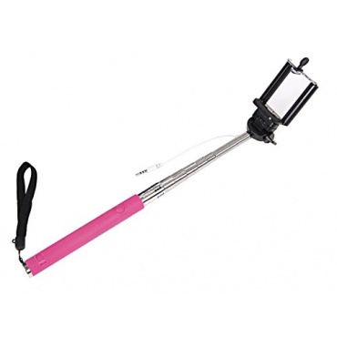 Alsino Selfiestick Selfie Stab mit Kabel pink Bild 1