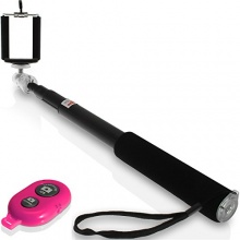 igadgitz Combo Pack Schwarz Selfie Sticks Pink Bluetooth Bild 1