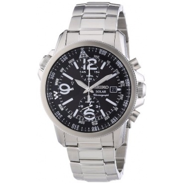 Seiko Herren XL Chronograph Quarz Edelstahl SSC075P1 Bild 1