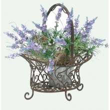 Henkelkorb fr Pflanzen aus Eisen, Blumenampel Bild 1
