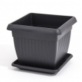 1 Blumenkbel Blumentopf + Untersetzer anthrazit 24 x 24 cm Bild 1