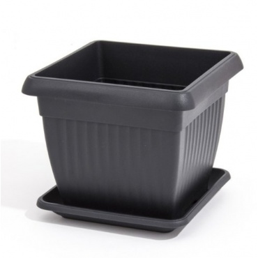 1 Blumenkbel Blumentopf + Untersetzer anthrazit 24 x 24 cm Bild 1