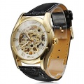 BestOfferBuy Armbanduhr Gold Wei Skelett Mechanisch Kunstleder Bild 1