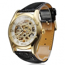 BestOfferBuy Armbanduhr Gold Wei Skelett Mechanisch Kunstleder Bild 1