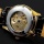 BestOfferBuy Armbanduhr Gold Wei Skelett Mechanisch Kunstleder Bild 3
