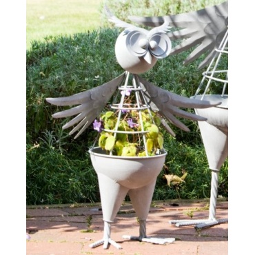 Blumentopf  Eule aus Metall - grau - Hhe 52 cm Bild 1