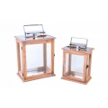 2tlg. Set Holzlaterne mit Metalldach Bild 1