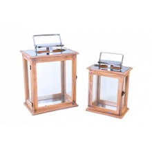 2tlg. Set Holzlaterne mit Metalldach Bild 1