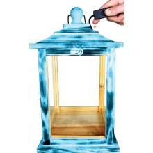KLG-OFOS-BLAU Holzlaterne, mit Beleuchtung Bild 1